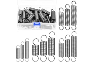 Glarks 36pcs Stainless Steel Extension Springs with Opening Hook Sets 12 Sizes Small Spring Tension Spring Wire Assortment for Machinery Construction Industrial