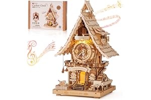 Robotime Puzzle 3D Orologio a Cucù in Legno per Adulti,Kit Modello da Costruire,Orologio Funzionante con Suono del Cucù,Decorazione per la Casa,Regalo per Adolescenti e Adulti,LC901 (Colore Legno)