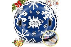 WONSEFOO Snow Tube Sledge | 47Inch Inflatable Snow Tube Sled for Kids Adults | Thicker 0.6mm Military Grade Material | Extra Large Durable Sledding Tube | Heavy Duty Freeze-Resistant Snow