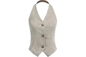 Belle Poque Chaleco con cuello en V y cuello halter para mujer de los años 50, chaleco de traje retro vintage 2229