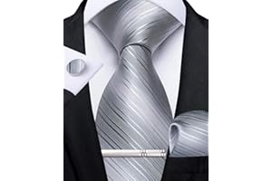 DiBanGu Einfarbig Krawatte für Herren formellen Seiden-krawatte und Einstecktuch Manschettenknöpfe Krawattenklammer Set für Hochzeit Party