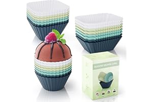 HUOBERR Muffinform Silikon Wiederverwendbare Silikon Muffinförmchen-24 Stück BPA-Frei Silikon Backformen Muffin-Formen,Rechteck, Quadrat, Kreis Cupcake Formen für Kuchen,Eincreme und Pudding
