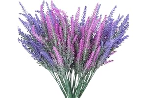 OUDDY DAILY 10 Pcs Lavanda Artificials Flores Artificiales decoración Decorativas Ramo de Flores Artificiales for Home Bedroom Table Office Party Wedding Indoor and Outdoor Decoration