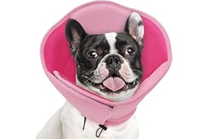 AOFITEE Dog Cone- Adjustable Medium Cone for Dogs After Surgery, Breathable Soft Cone Dog Collar to Prevent Licking Wounds, Pet Elizabethan Collar for Medium Dogs, Pink M