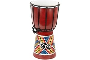 NEXOS TRADING 30cm Indonesische Kinderdjembe „Schildkröte" Djembe Trommel Bongo Dotpaint bunt bemalt Handarbeit