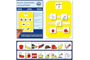 AUTISM SUPPLIES AND DEVELOPMENTS Snackauswahl Nonverbale Kommunikationstafel – Autismus Hilfsmittel – 15 Kommunikationskarten Autismus – Robust Hochwertige Visuelle Kommunikation