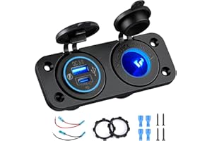 ‎KOHREE Kohree PD 3.0 12V USB Steckdose Panel Zigarettenanzünder Steckdose 12V 180W, Wasserdicht 12 Volt Steckdose USB TYPE C 12V Einbaubuchse Wohnmobil, USB Ladebuchse Panel für KFZ Wohnmobil Motorrad Boot