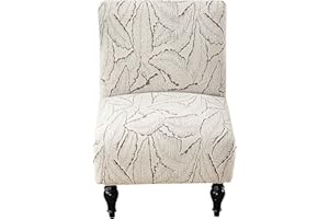 Ausing Copridivano elegante a 1 posto, motivo floreale di canna, jacquard, copridivano, senza braccioli, colore: cachi