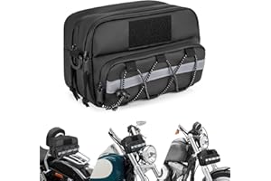 HODRANT Motocycle Handlebar Bag, Sac de Guidon de Moto étanche, Sac de Guidon de Vélo Double Couche avec Bandoulière et Trou de Chargement USB, Sac Seulement
