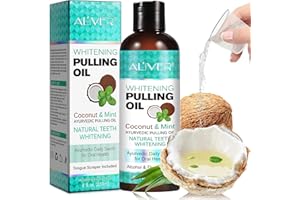 KAXILU RSGRT Kokosnuss-Ziehöl (230 ml), Minzöl-Zieh-Mundwasser mit Zungenschaber – natürliches, alkoholfreies Kokosöl für die Zähne, um frischen Atem zu helfen, Zahnaufhellung, gesündere Zähne, Zahnfleisch