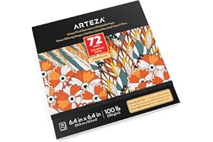 Arteza Libro da colorare per adulti, motivo floreale, 72 fogli, 45,4 kg, 15,4 x 15,4 cm, pagine staccabili, contorni neri, libri da colorare per donne e uomini