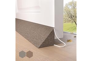 HIZH Upgraded Heavy Duty Draft Excluder for Doors,35.4''Extra Thick Wedge Design Seals Large Gaps up to 3'',Weighted Under Door Stop for Soundproofing,Light Blocking & Energy Saving,Brown