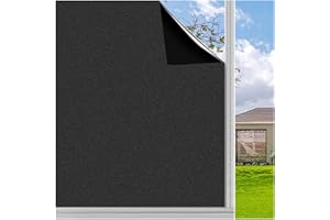 Finnez Pellicola Protettiva per Finestre, in Vetro Smerigliato, Autoadesiva, Opaca, Anti-UV, per Bagno, Sala di Proiezione, Nero Opaco, 44,5 x 200 CM