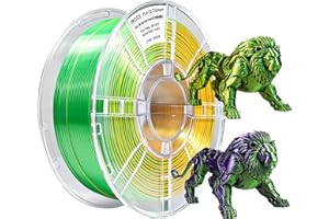 iBOSS Jedwabny trójkolorowy filament PLA Plus Shiny Silk 3D Filament 1,75 mm Jedwabny PLA + 1,75 Rozmiar Accuracy +/- 0,02 mm, 1 kg szpula do drukarki 3D FDM (jedwabne złoto zielono-fioletowe02)