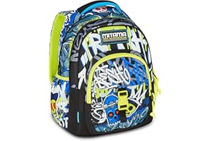 Mitama Zaino Scuola SCHOOL SKATE, New Plus, Triplo Scomparto, Tasche Porta Borraccia, Spallacci Ergonomici, Scuola Elementare Bambino, Media