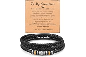 D Dongjiangjin Gift To My Son Grandson Nephew Leather Bracelet Birthday Easter Christmas Gifts for Teenage Teen Boys