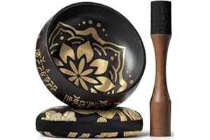 SILENT MIND Authentiques Bols Chantants Tibétains Gravés à la Main – Bol Sonore & Bol de Méditation – Instruments de Guérison Vibratoire – Outils de Guérison des Chakras – Coffret Cadeau Pleine Conscience