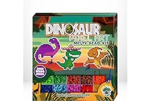 Splat Planet Dinosaur Pixel Art Melty Bead kit Fuse Beads for Kids Craft Art kit (Dinosaur)