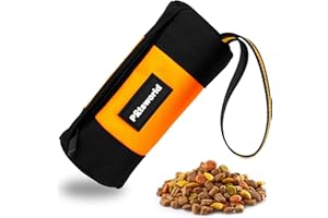 Pätsworld Hunde Futterbeutel 7x18 cm - Robuster Apportierdummy für Hunde - Futterdummy für das Hundetraining - Premium Hunde Dummy - Trainingsdummy für Leckerlies, Trocken- & Nassfutter (Orange)