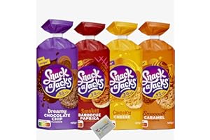 Snack a Jacks Probierpaket Reiswaffeln Cheese Chocolate Paprika Caramel, 4 verschiedene Sorten + Benefux. Erfrischungstuch
