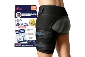 Dr. Arthritis Doctor Developed Hip Support Brace - Hip Support For Women & Men With Doctor Handbook (S/M, Black Left)