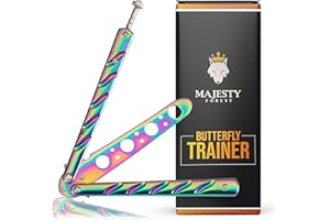 Majesty Forest Butterfly Trainer - Balisong Trainer in Rainbow Design with e-Book for Learning Tricks