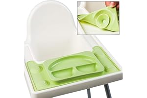 EasyMat 'Perfect Fit' Design for IKEA Antilop Highchair By EasyTots | Bespoke Design Baby Suction Plate & Placemat | Best Accessory for Baby Led Weaning Made To Fit The Most Popular High Chair (Olive)