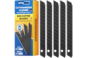 EffektWerk - Box Cutter Blade Set - Black, 60 Pack - 9mm Utility Knife Replacement Blades - Heavy Duty Carbon Steel Snap Off