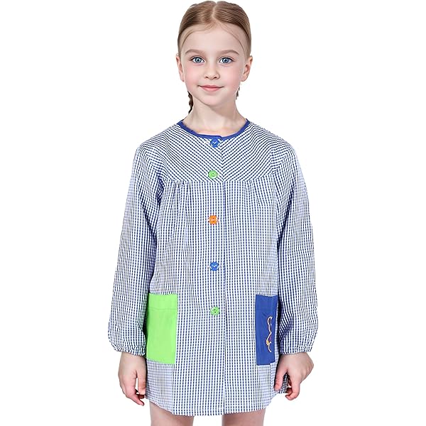 Bata Escolar Infantil Con Botones 25% Algodón, 75% Poliéster