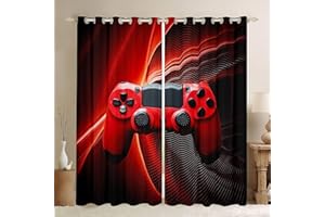 LKCD Cortinas Opaca Video del Gamepad Gamer Lightning 300X270Cm Termicas Aislantes Reducir Ruido para Dormotorio Cuarto De Los Niños 2 Piezas Muy Suaves 3D Cortinas con Ojales