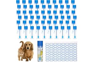 CISYIA 60 Stück Kotprobenröhrchen Hund und Katzen mit 640 Kleine Etiketten, 15ml Stuhlprobenröhrchen Löffel, Untersuchungsröhrchen,Stuhlprobe Probenröhrchen für Haustiere zum Testen