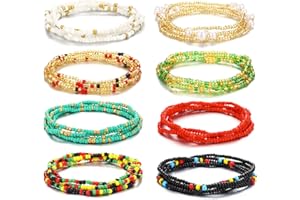 FULU AUTUMN Waist Beads Belly Chain for Women African Colorful Elastic Belly Beads Waist Chain Beach Bikini Body Jewellry for Women