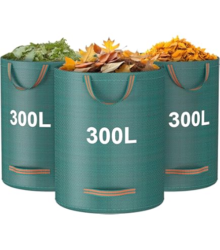 MAI UTILIZZATO] Sacchi per rifiuti da giardino resistenti - Confezione da 2 sacchetti da giardino riutilizzabili da 500 litri con manici - Tessuto industriale per foglie, rifiuti e detriti - Sacchi