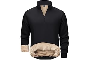 TACVASEN Men's Quarter Zip Sweatshirt Sherpa Fleece Lined Pullover Winter Thick Warm Cotton Jumpers Casual Thermal Top