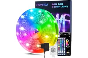 HOVVIDA Striscia LED 15M, 30 LED/Metro, 1x15M, 24V RGB LED, 450 LED, APP e Telecomando, Modalità Musica, Modalità Temporizzazione, LED per Camera, Soggiorno, Cucina, Camera da Letto, Bar, Festa
