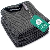 Elexaclean Microfibre Kitchen Towels, Set of 3, 68 x 42 cm | Absorbent Waffle Cloths - Lint &amp; Marking Free - Anthracite / Dar
