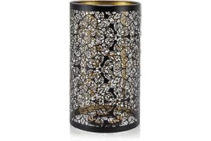 TOATELU Pantalla de Lámpara Talla Hueca de Metal: Cubierta para Bombilla E27 E26, Grabado Calado Extraíble Redondo, Decorativa