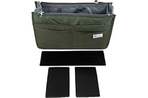 Periea 'Chelsy' Premium Handbag Organiser Insert: Structured Travel Pouch for Tote Bag, Purse Insert for Efficient Bag Organisation - Medium, Khaki