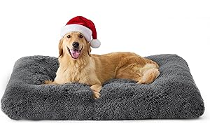 Bedsure Dog Crate Bed Extra Large - XL Fluffy Crate Mattress Washable with Anti Slip Bottom, Dog Anxiety Pillow Cushion for XLarge Pets, Dark Grey, 104x69cm