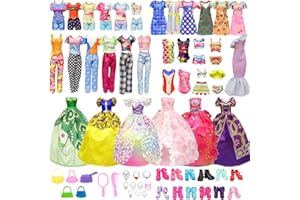 YHSKJCD 28 Pezzi Vestiti e Accessori per Bambole Dolls 11,5 Pollici, Accessori per Bambole tra cui 3 Vestiti Alla Moda 3 Top e Pantaloni 10 Scarpe 12 Accessori (Consegna Casuale)