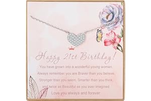 MADAOGO 21st Birthday Gifts for Her, 925 Sterling Silver Cubic Zirconia Heart Necklace, Birthday Gifts for 21-Year-Old Girl, Daughter, Granddaughter, Niece, Sister