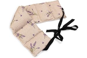 GIRAFFENLAND Cuscino con noccioli di ciliegia (65x15cm, Fiore romantico, 7 compartimenti con banda da legare) Cuscino termico, Fascia schiena, lombare e pancia