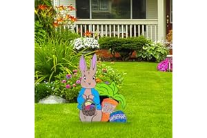 GLÜCKSVOGEL Osterhase Osterdeko Hase Gartendeko Figur Vintage Deko Frühling Gartendeko Metall Ostereier Osterdeko Ostern Gartenstecker Hasen Figuren Draußen Deko Ostern Geschenke Deko für (XB-A, One Size)