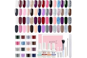 EODCI 30 Couleur Dip Powder Kit Complet, Lot de Poudre Acrylique pour ongles avec Dipping Powder French Nails Kit Nude Rosa Gris Kits de trempage, Liquide Base Top Coat, Activateur, Brush Saver