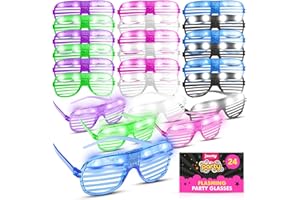 JAUNTY PARTYWARE Jaunty 24pk Bulk Party Flashing Glasses - Neon Rave Accessories - Light Up Glasses for Adults - Multicolour LED Glow for Birthdays, Festivals, Dance Events, Fancy Dress, and Celebration Parties