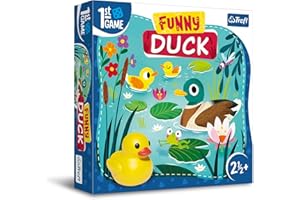 Trefl - Funny Duck, Primer Juego de Mesa - Juego de Mesa para los más pequeños, Pato de Goma, Elementos Grandes, Juego cooperativo con tareas para niños pequeños, Aprender Jugando, 02341