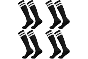HYCLES 4 paia di calzini da calcio per bambini, calzini da calcio, per ragazzi e ragazze, calzini sportivi, per allenamento, calcio, corsa, sport, 3-13 anni