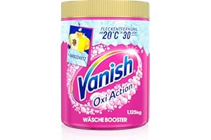 ‎VANISH Vanish Oxi Action Pulver Pink – 1 x 1,125 kg – Fleckenentferner und Wäsche-Booster Pulver ohne Chlor – Für bunte Wäsche