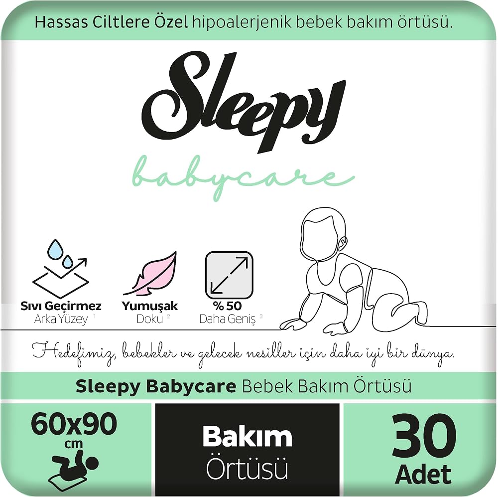 Sleepy Babycare Bebek Bakım Örtüsü 60x90 cm 3x10 30 Adet
