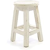 Dekoleidenschaft 2er Set Holz-Hocker 'Rustikal' – Antik-stilige Blumenhocker Aus Gekalkter Kiefer